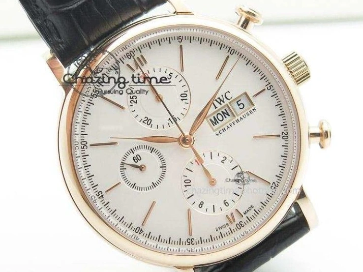 MIROTIME 0131 Portofino Chrono RG White Dial on Black Leather Strap A Vibrant 7385